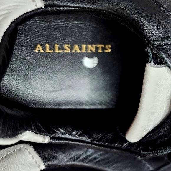 AllSaints Sheer Leather Sneakers In Black White Bicolor - Picture 11 of 14